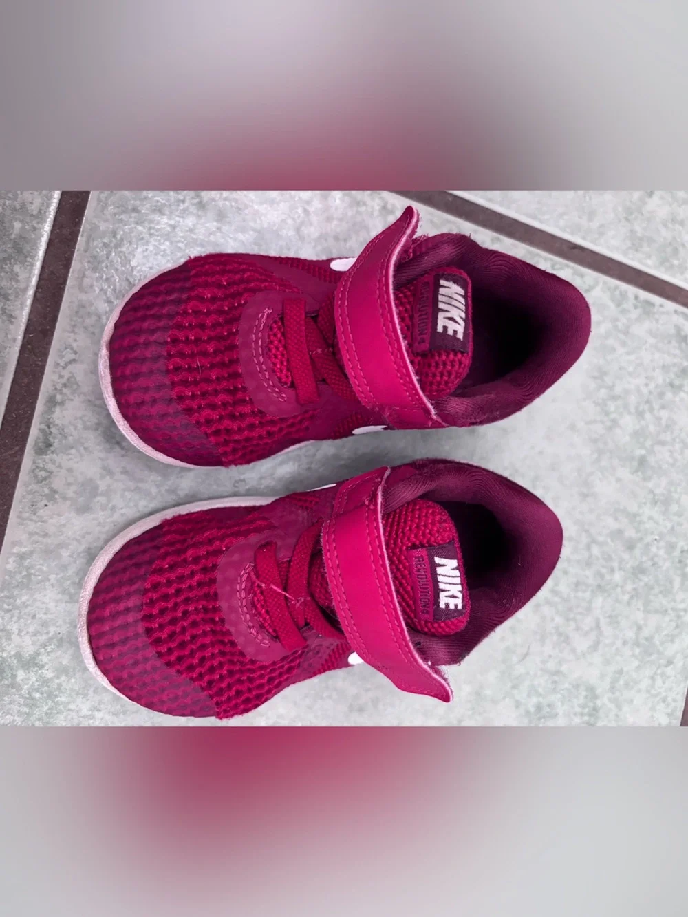 Nike Kids' red Mesh Athletic Shoes. Velcro  closure.
